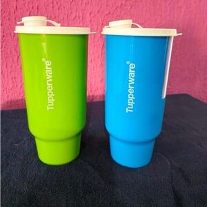 Tupperware 2pcs Mega Logo Tumbler Verde Green 32 oz Tumbler With Flip-top Spo…